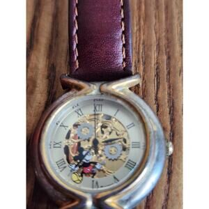 Vintage Fossil Disney Mickey Mouse Skeleton Watch With Metal Case/Papers